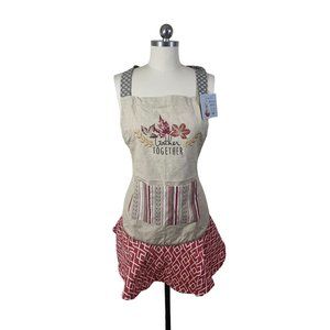 Gather Together Thanksgiving DII Hostess Apron Ivory 28.5 x 26 Cotton One Size